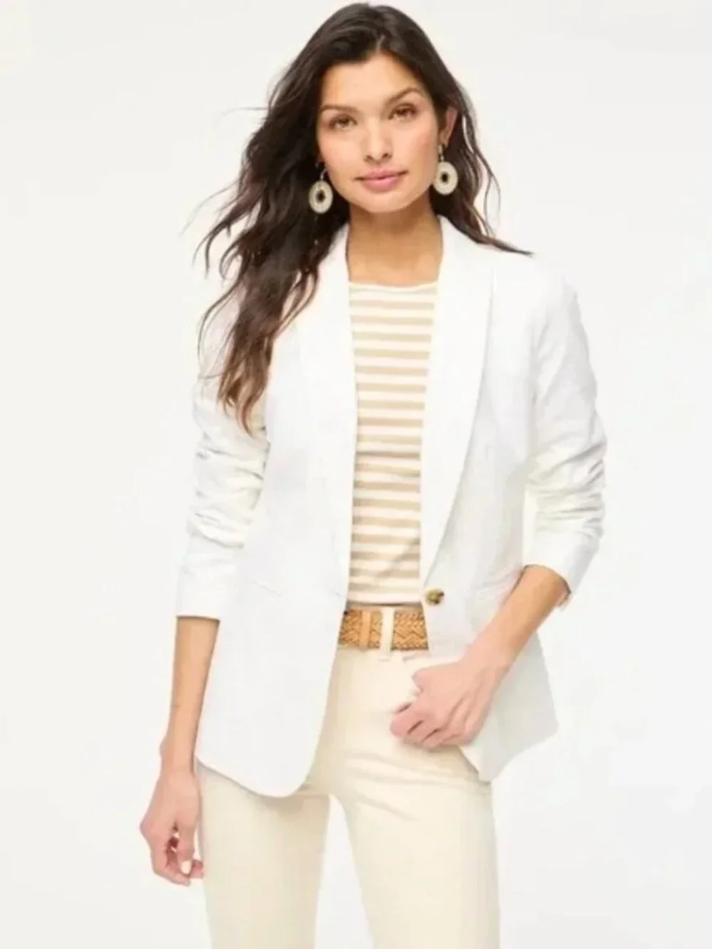 J.Crew NWT White Linen Blend Tailored Blazer Size 4
